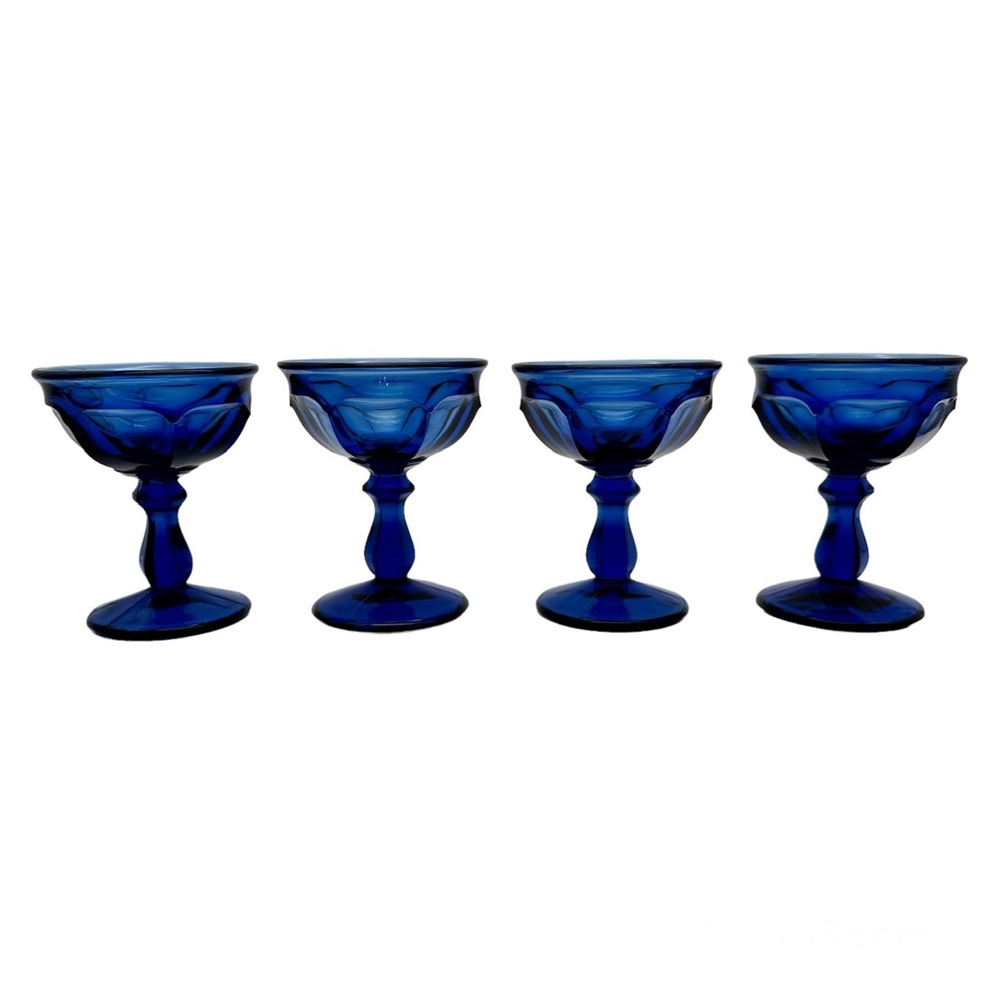 Vintage Imperial Glass Co Deep Blue Ultra Champagne Sherbet Goblets set of 4